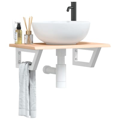 vidaXL - Badkamer - wandschap - staal - en - massief - eikenhout