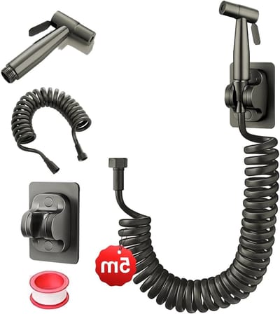 Handdouche Bidet - Toilet Sproeier - Hygiënisch Reinigen - Drukversterkend Design - 5m Slang - Donkergrijs