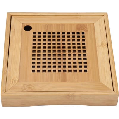 Mini Vierkante Houten Kongfu Thee Wateropslag Serveerblad beige