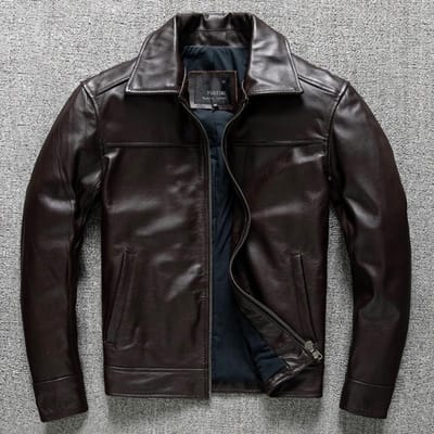 Echt leer van rundleer van de bovenste laag Leren jas voor heren Business Casual Grote maat Herfst- en winterjas XL gray