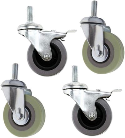 Allecto - 4X 75mm Zwenkwielen - Hoogwaardige Remwielen - Grijs
