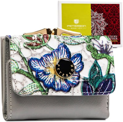 Peterson - Portemonnee Dames - Bloemen - Natuurlijke Leder - RFID Bescherming
