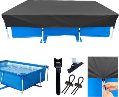 Rechthoekige zwembadafdekking voor bovengrondse zwembaden 221 x 150 cm | Waterdicht & UV-bestendig | Duurzaam & Eenvoudig te installeren