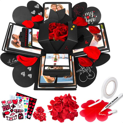 AWEMOZ Explosion Love Box - Foto box - Mystery Box - Unieke Geschenkdoos - Explosie box - Foto Doos - Knutselen - Incl. Stickervellen, Rozenblaadjes & andere Accessoires