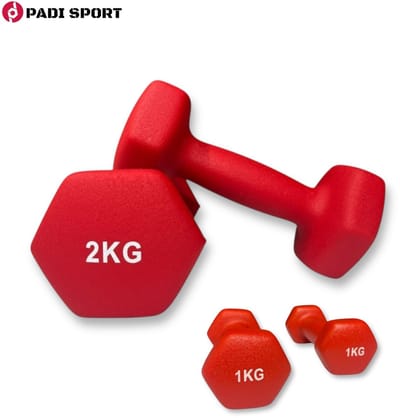 Padisport dumbells Rood 1 en 2 kg - gewichten set halters - gewichten set dumbbell - dumbells set