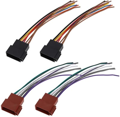Dailygoody - 16 Pin naar ISO Adapter Kabel - Universele Auto Radio Connector - 2 Sets - Zwart - Audiokabel - Vervangende Kabels - Geschikt voor Auto's