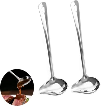 Set van 2 RVS Soeplepels met Brede en Lange Handvatten voor Soepen, Sauzen en Dressings, 29 cm, Ideaal voor Koken en Tafelen