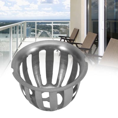 2 pièces Acier Inoxydable Forme Ronde Anti-Blocage Bonde de Toit Bonde de Sol pour Jardin Balcon 75MM (3 inches) gray
