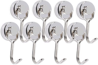 8 stuks magneethaken, extra sterk, 20 mm neodymium magneethaken, 15 kg draagvermogen, draaibaar, voor keuken, kluisjes, slaapkamer, kantoor, koelkast