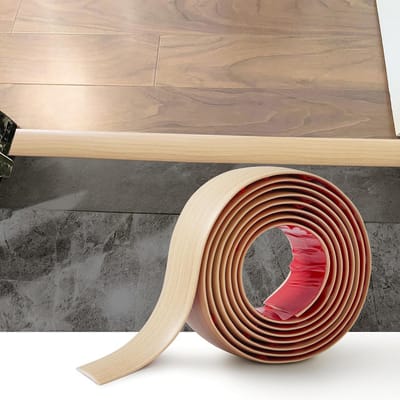 Zelfklevende Vloerovergangsstrip 2M - Platte PVC Profiel voor Laminaat en Vloerbedekking - Beige Eiken
