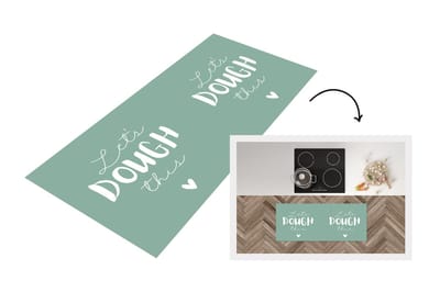Keukenloper - Loper keuken - Quotes - Koken - Let's Dough this - Taarten - Pizzas - Deeg - Keuken - Spreuken - 120x50 cm - Keukenloper vinyl