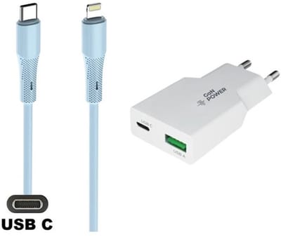 20W snellader met 2 poorten + 1,0m USB C naar Lightning kabel. Universele PD PPS lader. GAN oplader adapter past op Apple iPhone 11, 11 Pro, 11 Pro Max, iPhone 12, 12 Mini, 12 Pro, 12 Pro Max