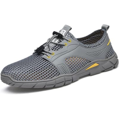 Heren Schoenen Zomer Nieuwe Trendy All-Match Dikke Zool Hardlopen Casual Schoenen Ademende Uitgeholde Mesh Sneakers 46 grijze kleur