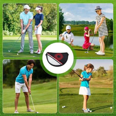 Golf Putter Cover, Racket Cap, Racket Cover, Mallet Putter, Golf Headcover, Magnetic Closure, Golf Activity Accessories, Small Semicircular Racket Head (Red Striped)