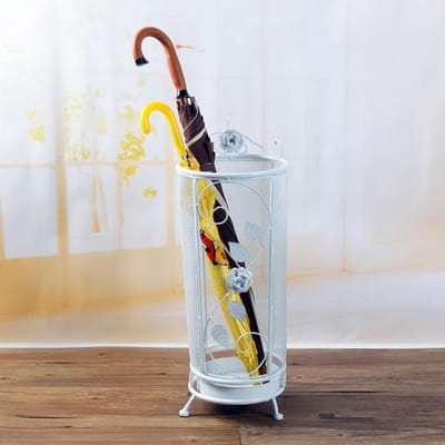 Parapluhouder - Paraplubak - Entree Organisatie - Met lekbak - 24 inch hoog - Antiek metaal