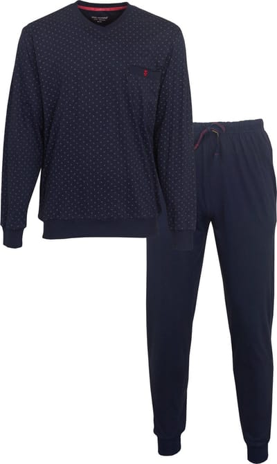 Paul Hopkins Heren Pyjama - Katoen - V Hals - Donker Blauw - Maat XXL
