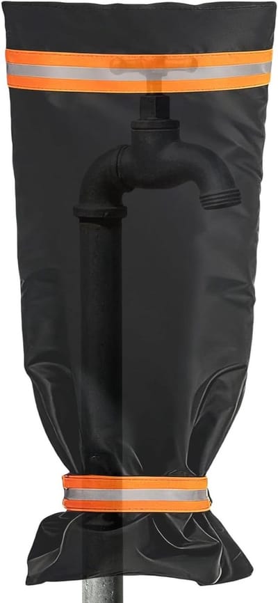 Buitenkraan Hoes - Kraanbeschermer Winter - Bescherming Tegen Vorst - Waterdichte Naadtechnologie - 20x51 cm - Zwart/Oranje