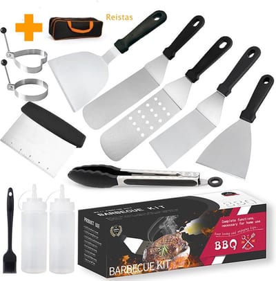 Sense14 BBQ Accesoires – 12-delige BBQ Set Gereedschap - BBQ Spatel - Grill Spatel RVS - Spatel BBQ - Bakplaat Spatelset
