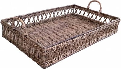 Rieten Dienblad Met Open Rand L - 60x40x10cm