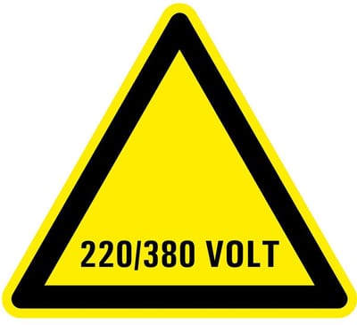 Waarschuwingsbord elektrische spanning 220/380 volt - kunststof 200 mm