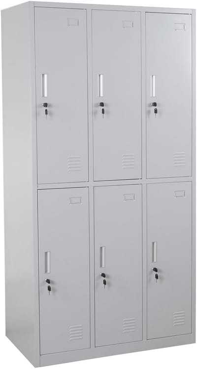 Kluisje Boston T829, kluisje, kluis, metalen kast met 6 vakken ~ grijs
