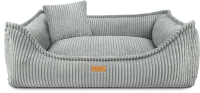 Denzoo Hondenmand Milano | Hondenbed | Hondensofa | Waterafstotend | Afneembare hoes | Orthopedisch Traagschuim | Grey | M (L80xB60xH23cm)