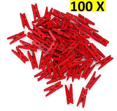 Mini Wasknijpers - Kunststof - 25MM - Hang klem - Rood - 100 stuks