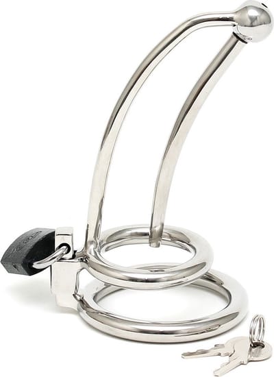 Nooitmeersaai - Bondage kuisheidsgordel met slot en urethrale buis