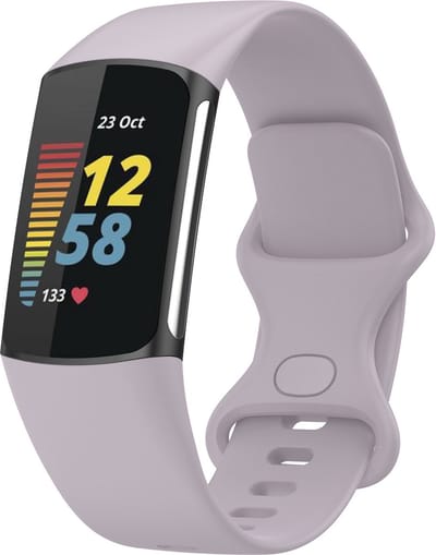 KELERINO. Siliconen bandje geschikt voor Fitbit Charge 5 - Lavendel - Large