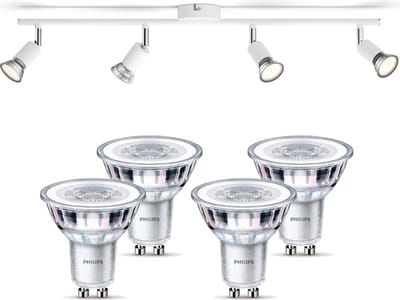 Philips Limbali Opbouwspot (Wit) - Warmwit Licht - Plafondspot met 4 Lichtpunten - GU10 - SceneSwitch - Eenvoudig Dimbaar met Je Klassieke Schakelaar
