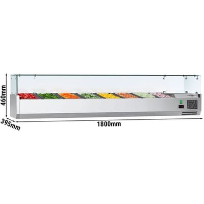 GGM Gastro Kühlaufsatzvitrine ECO - 1800x395mm - 8x GN 1/3 Zilver