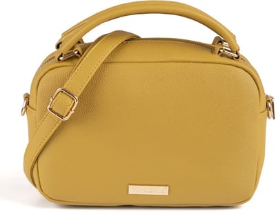 Vivisence Crossbodytas Kunstleer Dames Schoudertas Handtas Elegante Listonoszka Gevlochten Accent Dagelijks, Geel, één maat