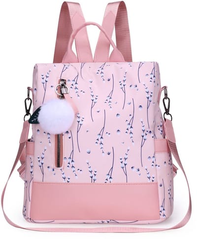 Damesrugzak, tasmodel, antidiefstal, polyester, hanger, roze, 33 x 29 x 14 cm