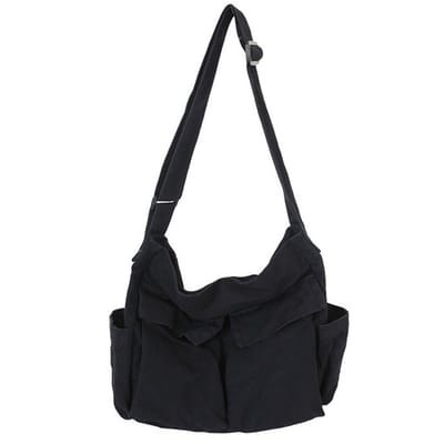 Peysaitr - Schoudertas - canvas crossbody tas - grote capaciteit - verstelbare schouderband - Unisex Schoudertas - Zwart - 40x34x15 cm - 1 stuk