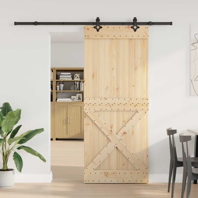 vidaXL - Schuifdeur - NARVIK - Naturel - en - Zwart - 95 - x - 210 - cm - (213,5 - cm)