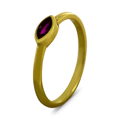 New Bling 9SIL-22695 Zilveren Ring - Dames - Zirkonia - Ovaal - Rood - 4,1 x 7,5 mm - Maat 56 - Zilver - Gold Plated (Verguld/Goud op Zilver)