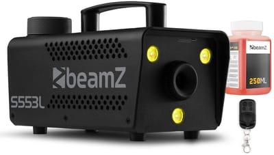 Rookmachine met LED’s - BeamZ S553L - Set met 250ml vloeistof - Voor Halloween - 3 RGB LED’s - 550W