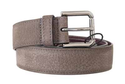 Dolce & Gabbana Beige Hertenleer Riem met Zilveren Logo Gesp