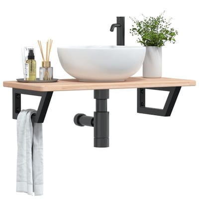 vidaXL - Badkamer - wandschap - staal - en - massief - eikenhout