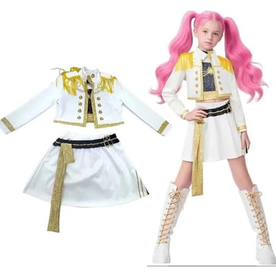Costumes de Cosplay Rumi de Film Halloween Anime Zoey Mira Uniforme Impression 3D Ensemble de Vêtements de Scène Chanteur Danse 130 beige