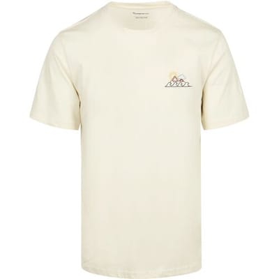 KnowledgeCotton Apparel T-shirt Wit Chest Print - Maat XXL - Heren - Casual T-shirts