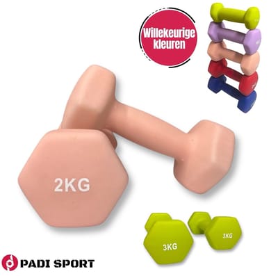 padisport - Dumbell Neopreen set 2 - 3 - gewichten set halters - mix - Gewichten 3 kg - dumbellset - halterset - gewichtjes set 2 gewichten set 3 kg