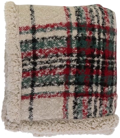 Plaid ruit boucle groen 130x170cm