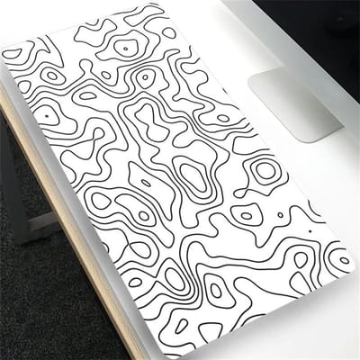 XXL Muismat - Bureauonderlegger Toetsenbordmat - Productief Werken - Gestikte Randen - 120x60 cm - Topografie Print
