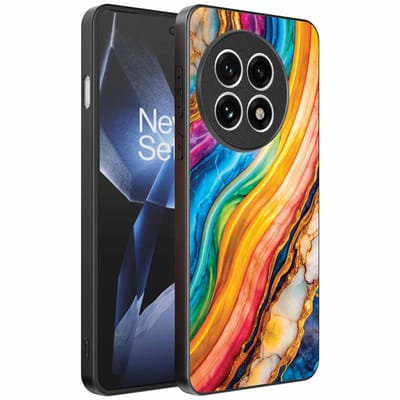 Geschikt voor OnePlus 13R Telefoonhoesje met Regenboog Goud Marmer Opdruk - TPU Backcover Case Rainbow Gold Marble Design - Smartphonica geschikt voor OnePlus 13R