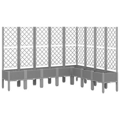 Plantenbak met klimrek - Bloembak - Weerbestendig - Met trellis - Buiten - Hout - Plantenrek - Lichtgrijs