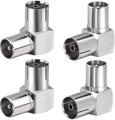 Dailygoody - TV-antenne - Coaxiale stekker - Verliesarm - Zilver - RF-adapter - Geschikt voor satellietkabel - 4 stuks