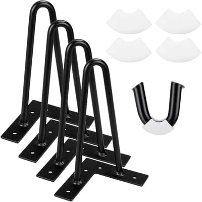 Dailygoods - Haarspelden - Tafelpoten - Vloerbescherming - Zwart - Meubelpoten - Geschikt voor tv-kast, bank en kast - 20 cm