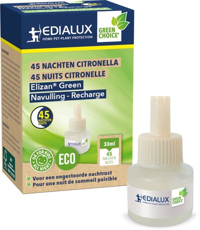Edialux Elizan Green navulling citronella 45 nachten - 33 ml