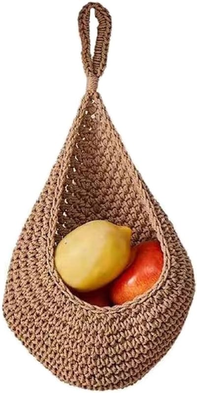 Gehaakte Hangmand voor Fruit en Groenten, Decoratieve Wandopberger voor Keuken en Opslag, Landelijke Stijl Keuken Organizer